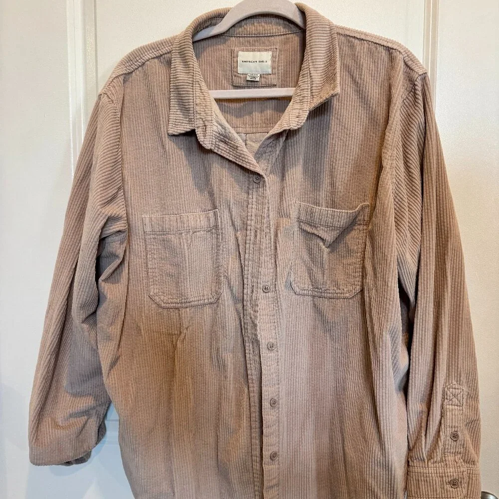 American Eagle Corduroy Button-Up Shacket – Taupe – Women’s XL - Picture 1 of 3